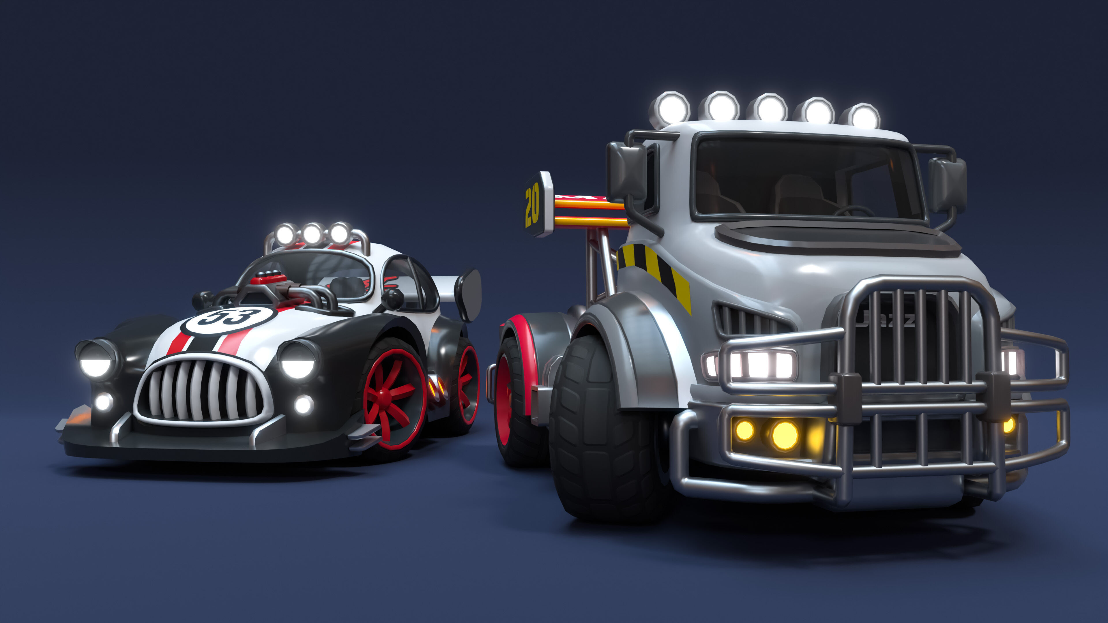 Modular Racing Cars Low-poly 3D model_13