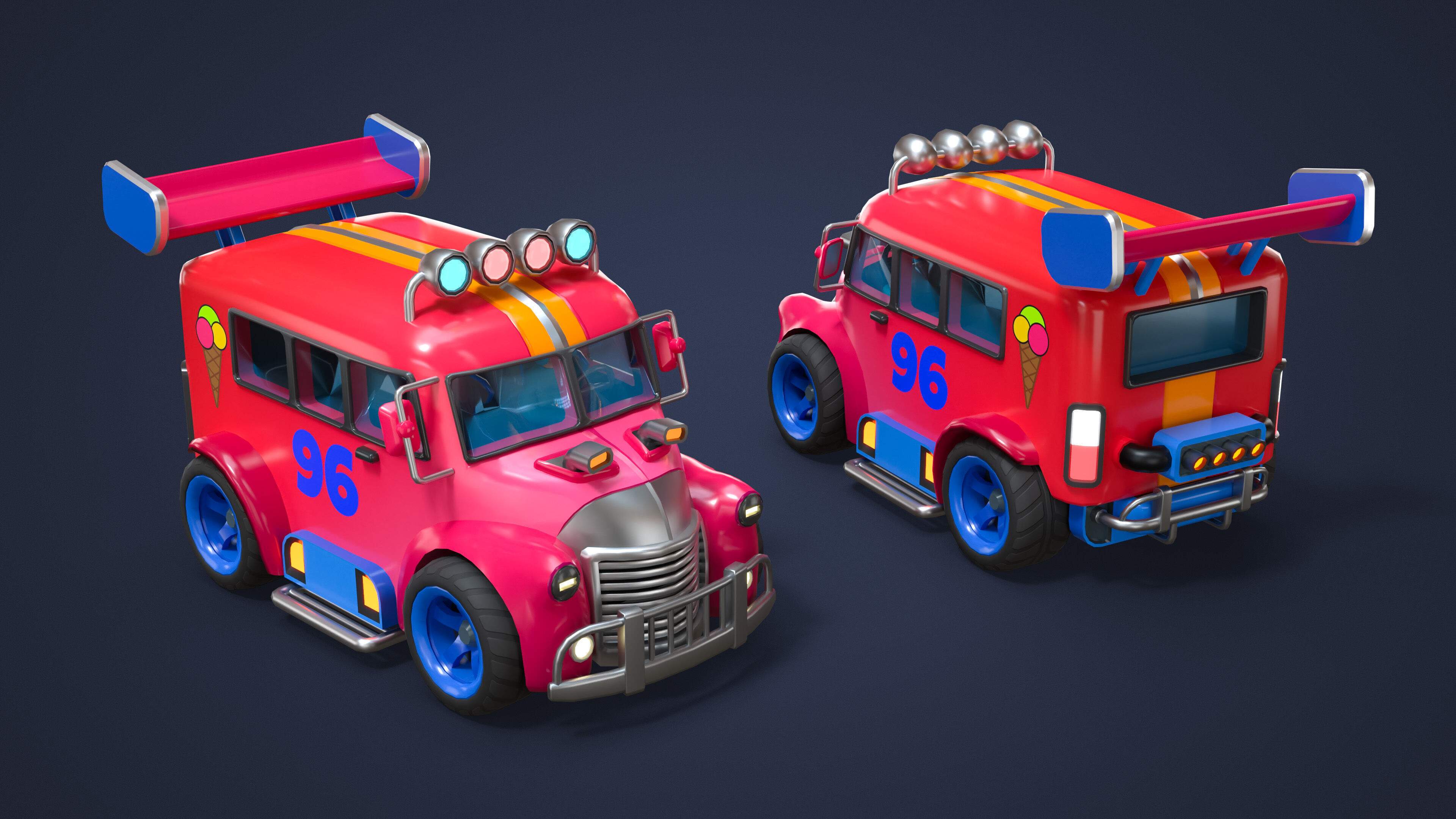 Modular Racing Cars Low-poly 3D model_21