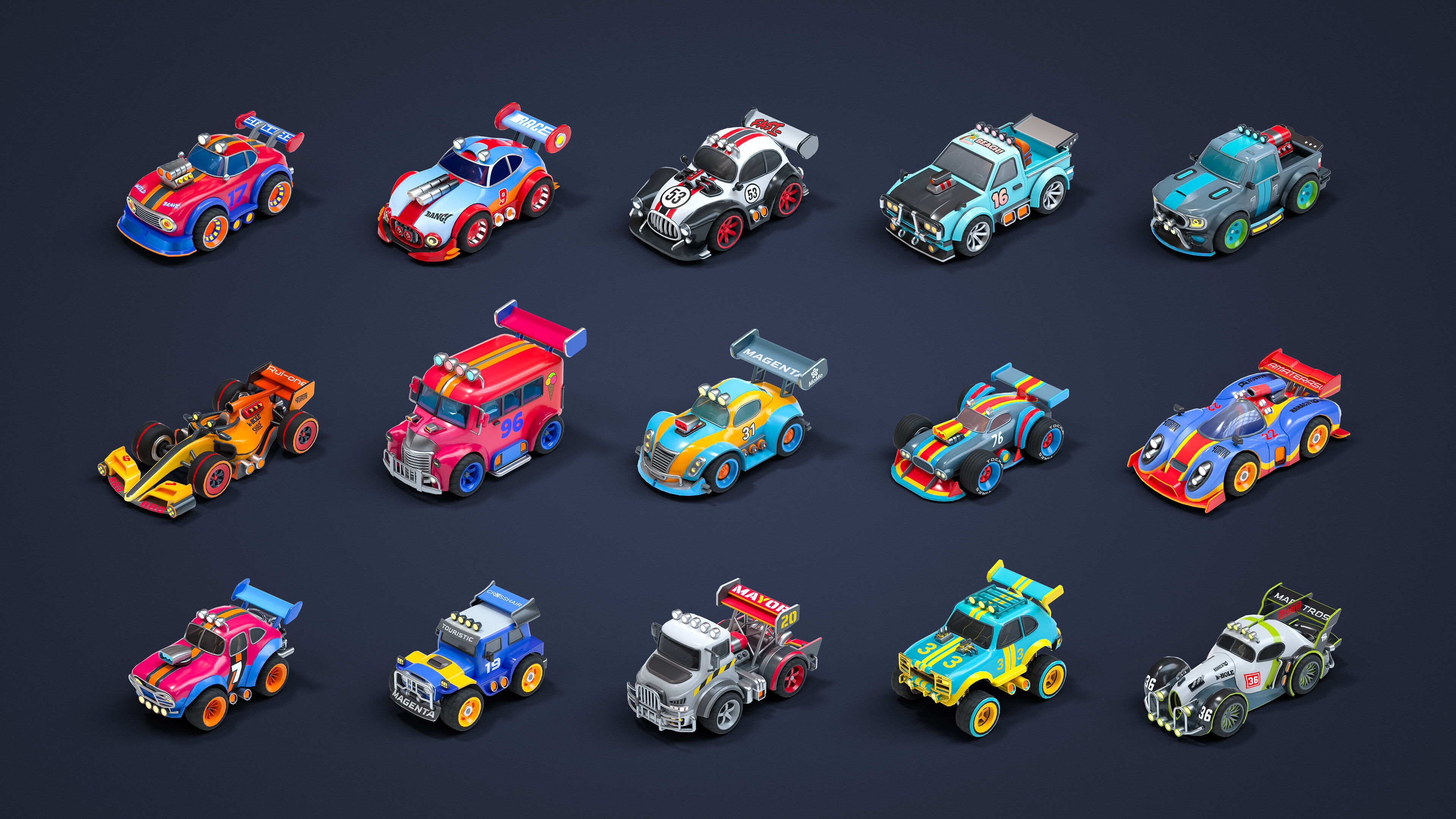 Modular Racing Cars Low-poly 3D model_3