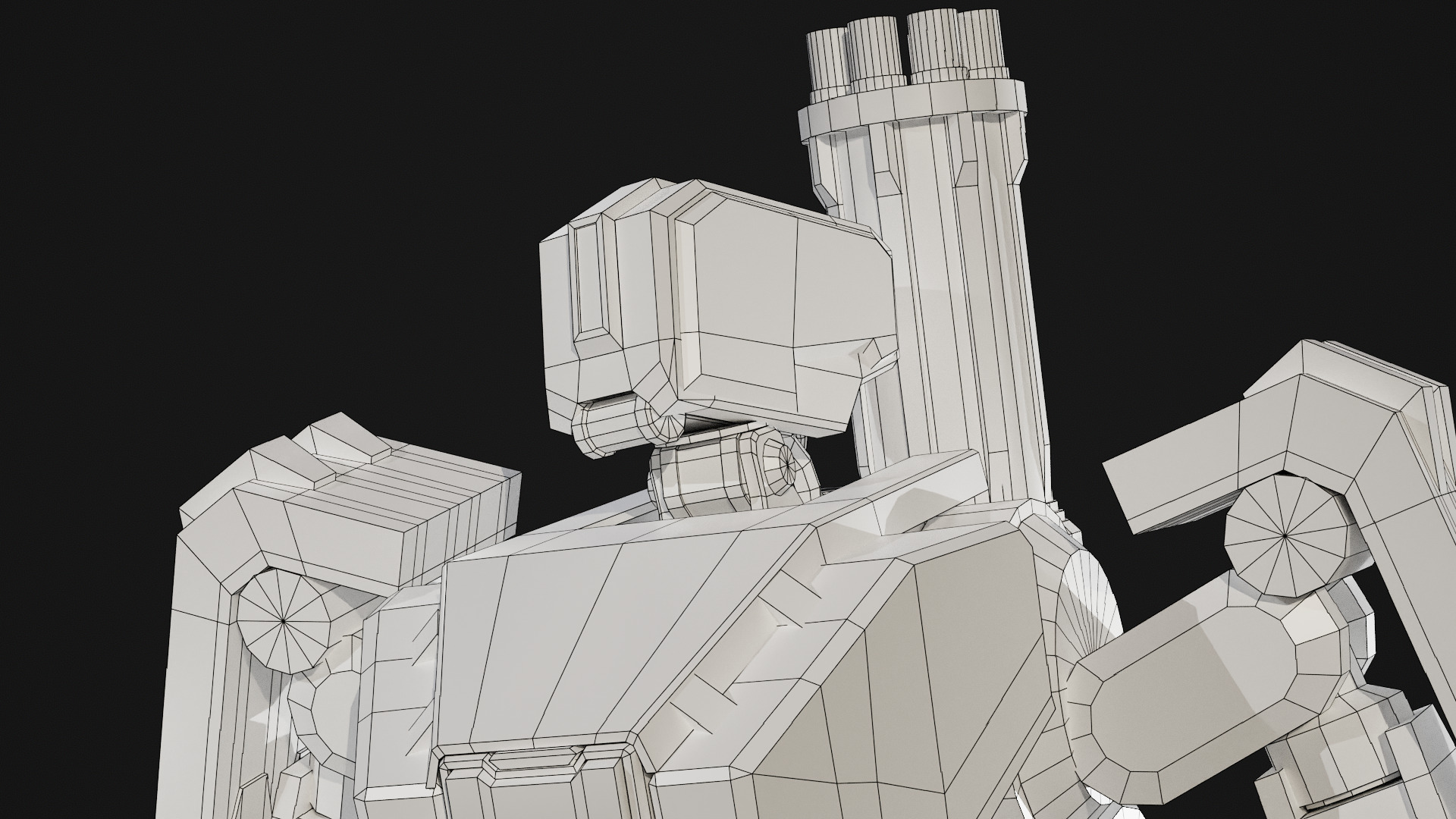 Bastion Robot - High to low poly bake with textures Low-poly 3D model_9