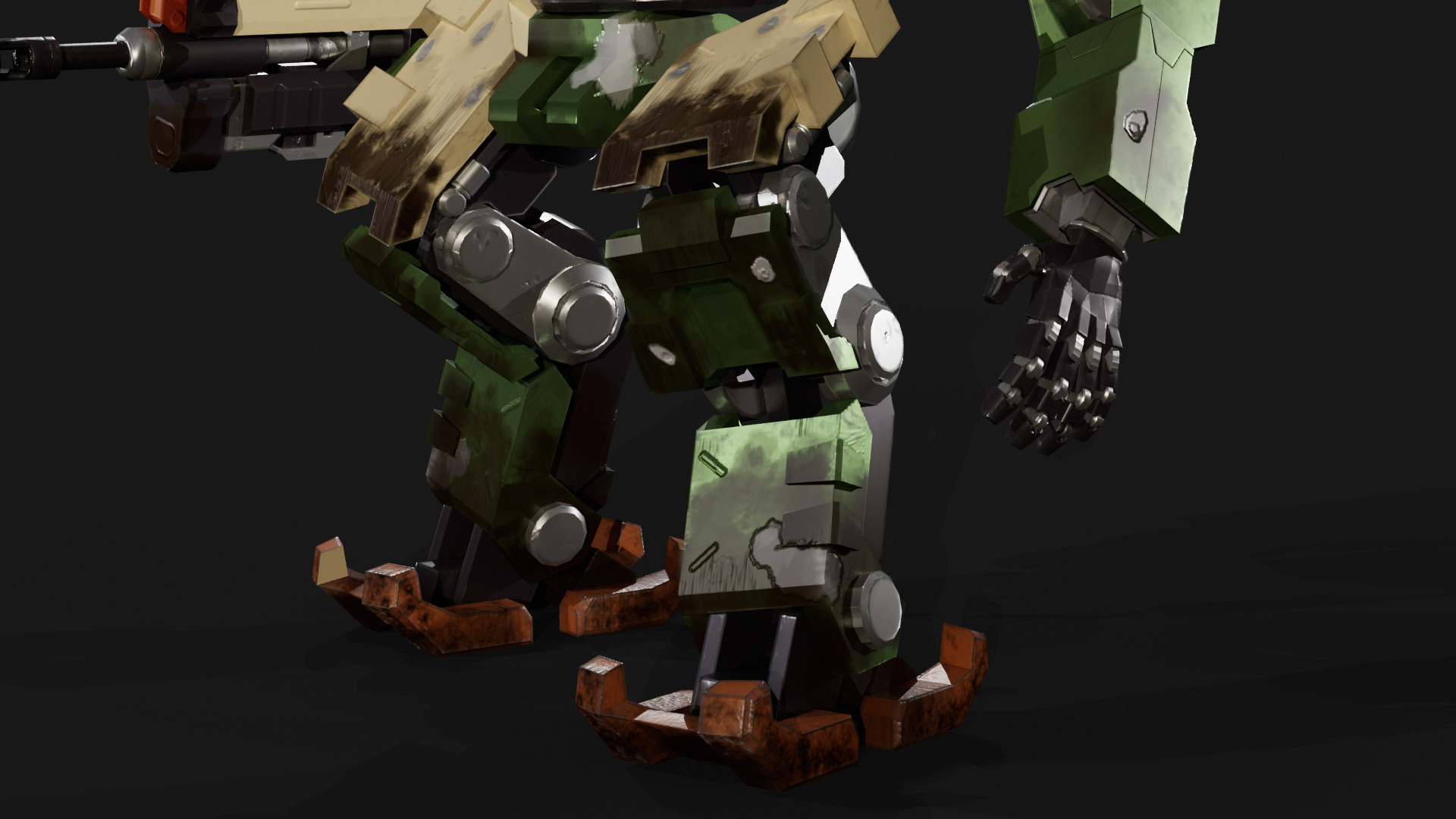 Bastion Robot - High to low poly bake with textures Low-poly 3D model_5