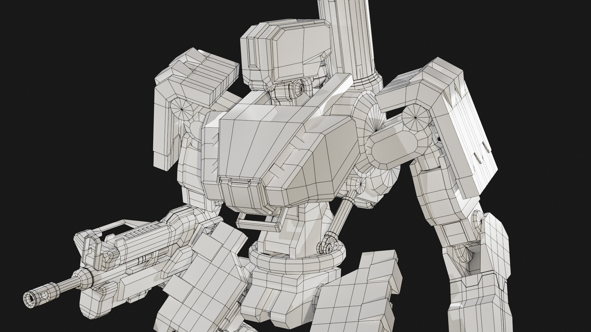 Bastion Robot - High to low poly bake with textures Low-poly 3D model_11