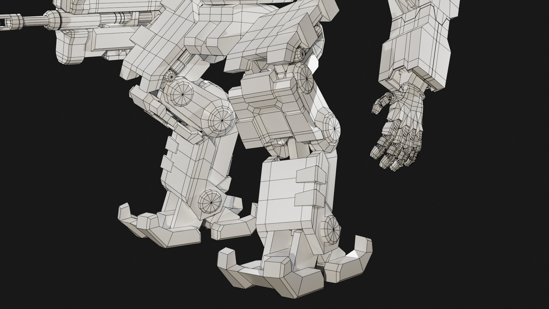 Bastion Robot - High to low poly bake with textures Low-poly 3D model_10