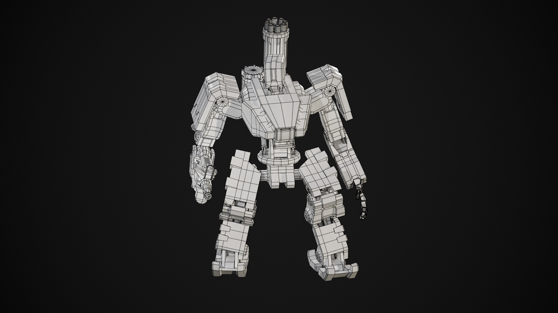 Bastion Robot - High to low poly bake with textures Low-poly 3D model_7