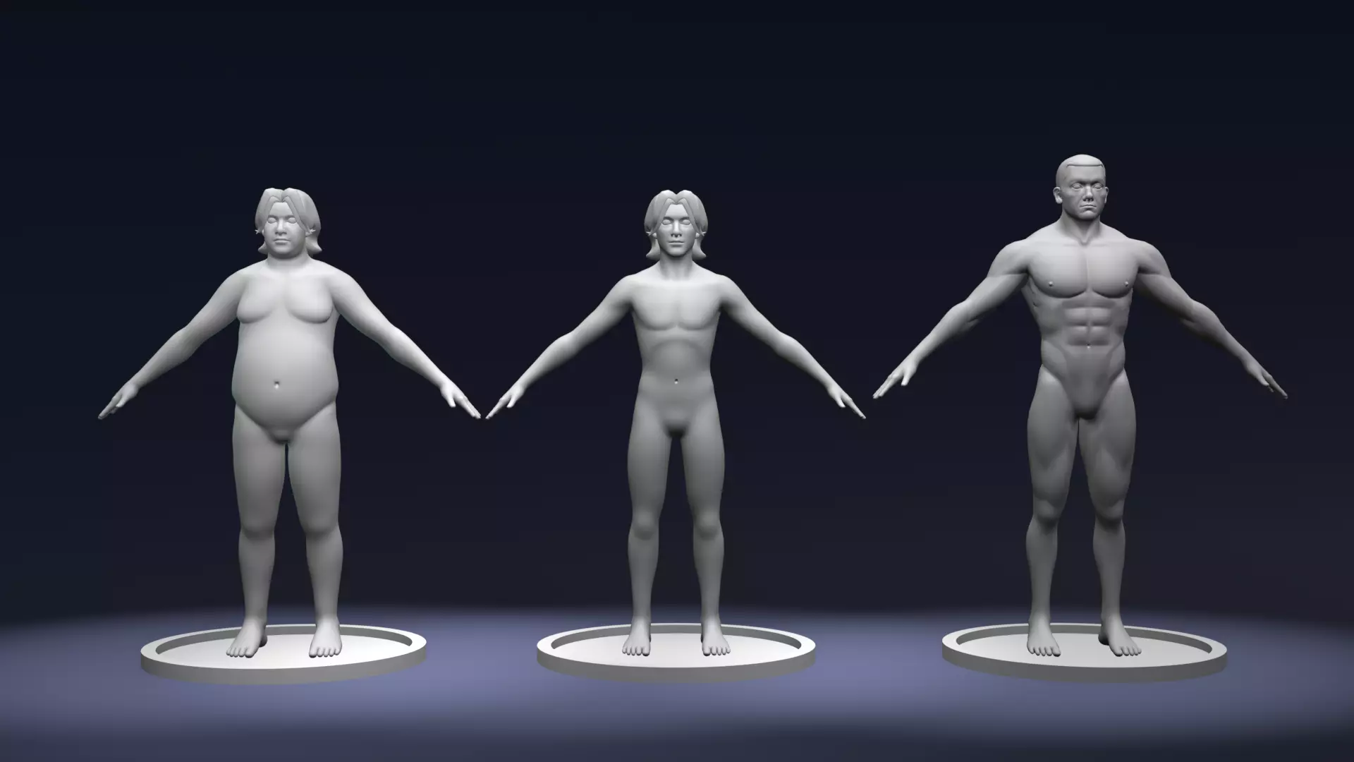 Stylized Male Body Base Mesh Variations 3D Model Collection_0