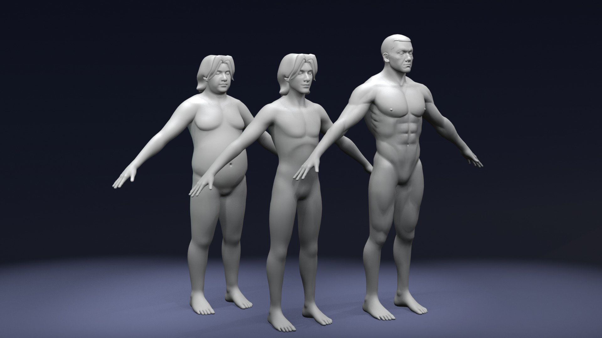 Stylized Male Body Base Mesh Variations 3D Model Collection_8