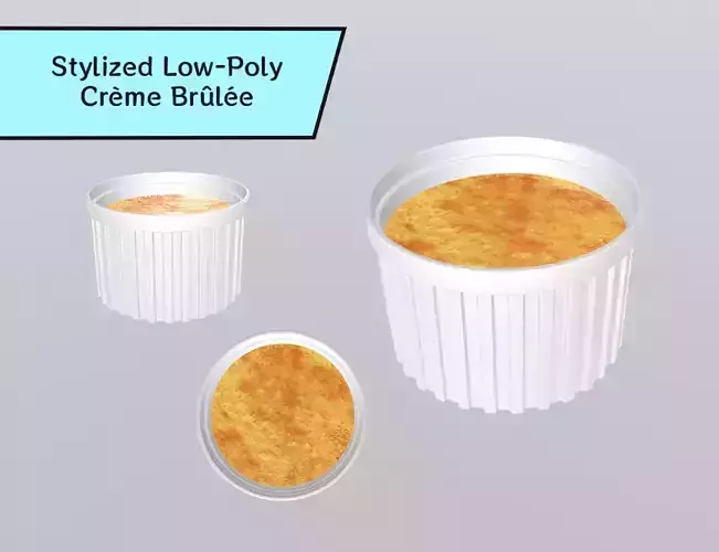 Stylized Low-Poly Creme Brulee Low-poly 3D model