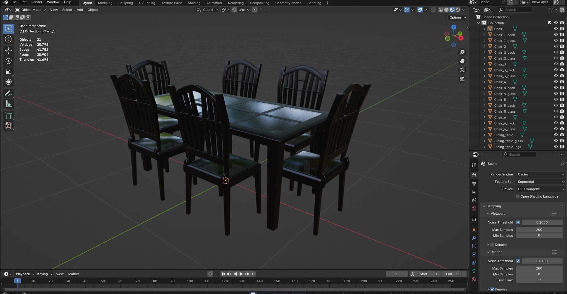 Dining set CG6 3D model_11