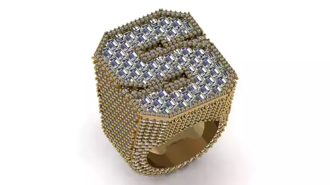 S Ring Intitial 3DM file Mens Ring