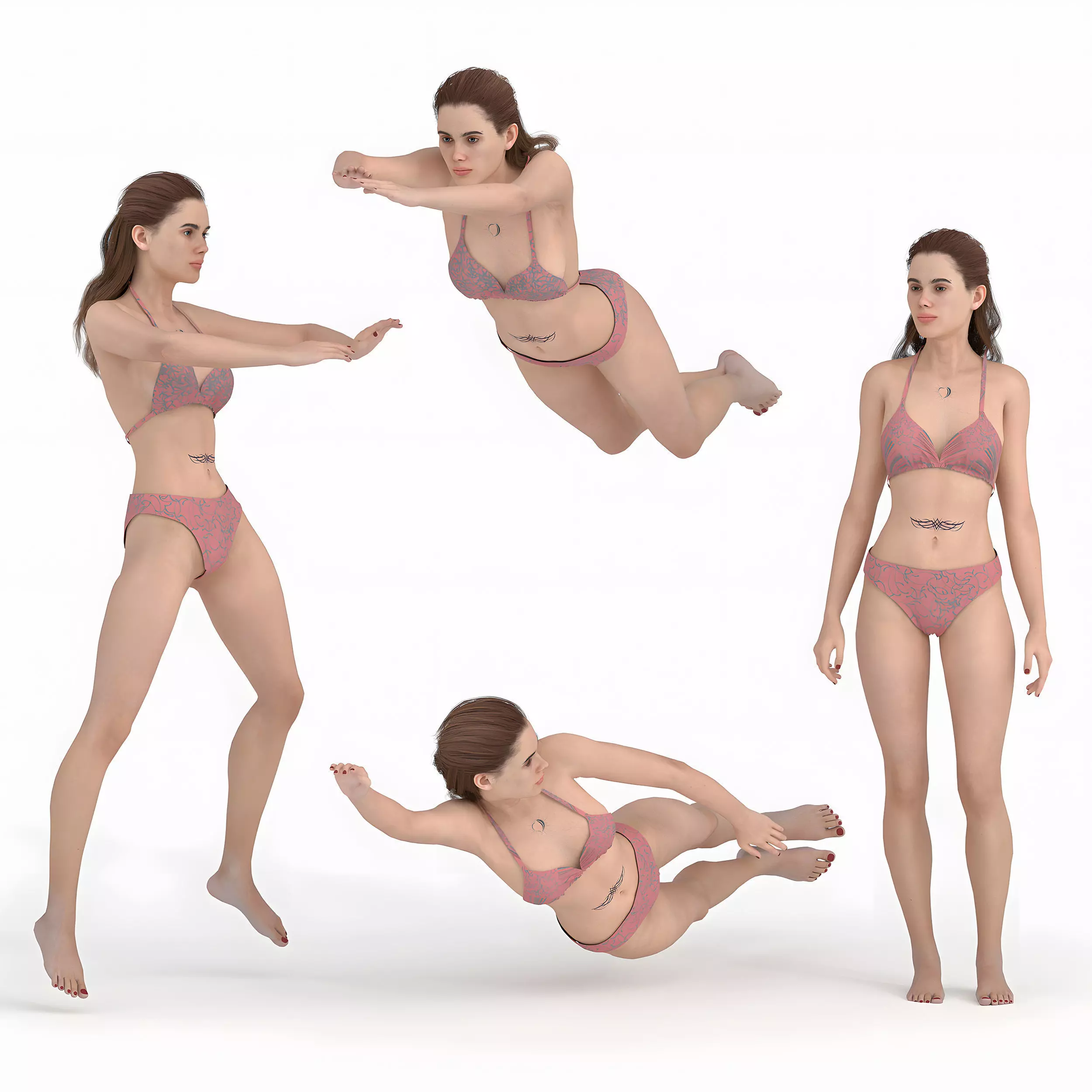 Bikini Woman 04 Poses Low-poly 3D model