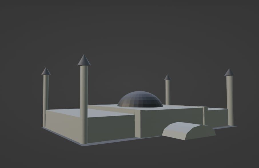 Low Poly Mosque 3D Model Islamic Architecture Low-poly 3D model_1