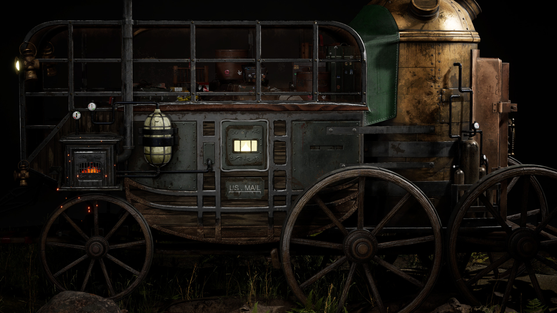 Carriage - PostApocalyptic  Low-poly 3D model_5