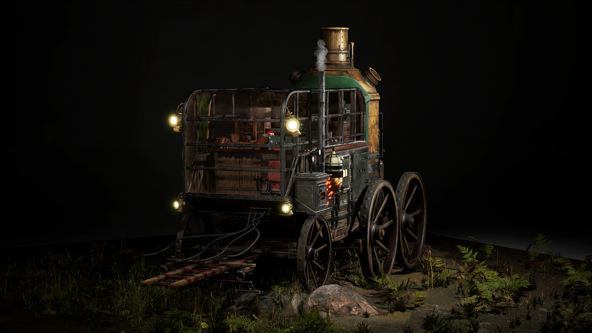 Carriage - PostApocalyptic  Low-poly 3D model_3