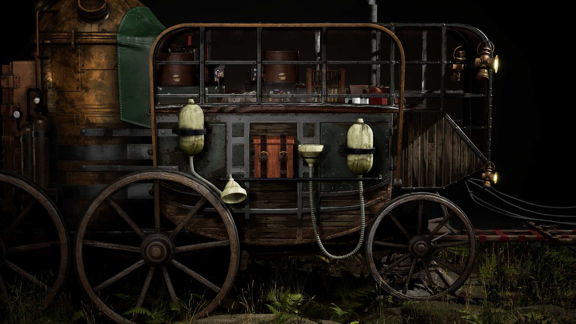 Carriage - PostApocalyptic  Low-poly 3D model_4