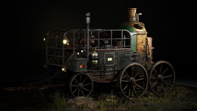 Carriage - PostApocalyptic  Low-poly 3D model