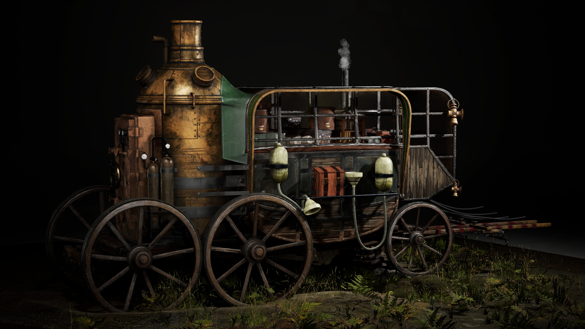 Carriage - PostApocalyptic  Low-poly 3D model_1