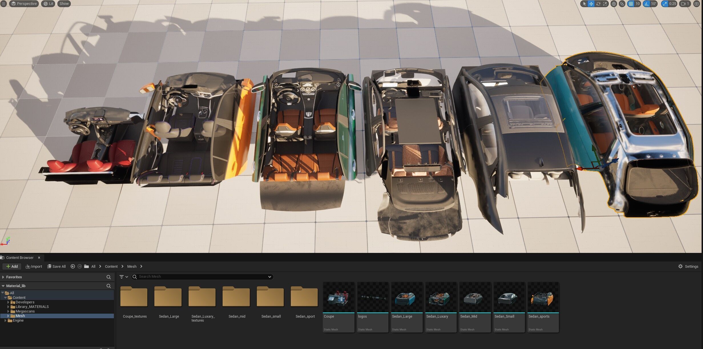 6 Highly detailed CAR Sedan Interior Bundle-unreal-vray-redshift 3D model_1
