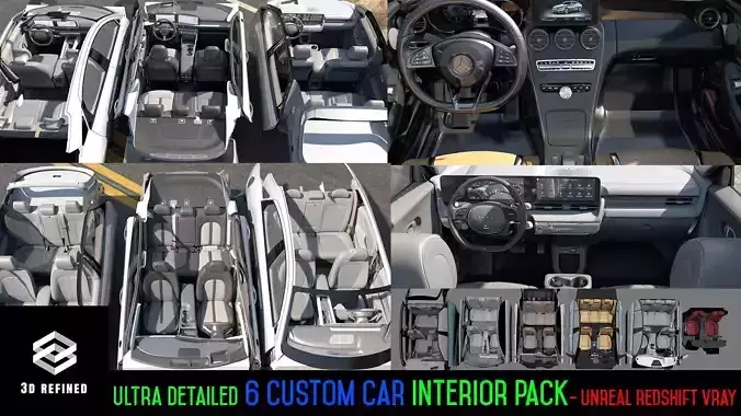 6 Highly detailed CAR Sedan Interior Bundle-unreal-vray-redshift 3D model 6 Highly detailed CAR Sedan Interior Bundle-unreal-vray-redshift 3D model