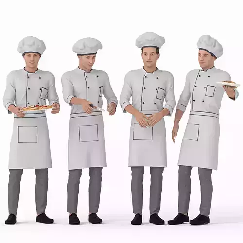 Chef Man in restaurant 04 poses
