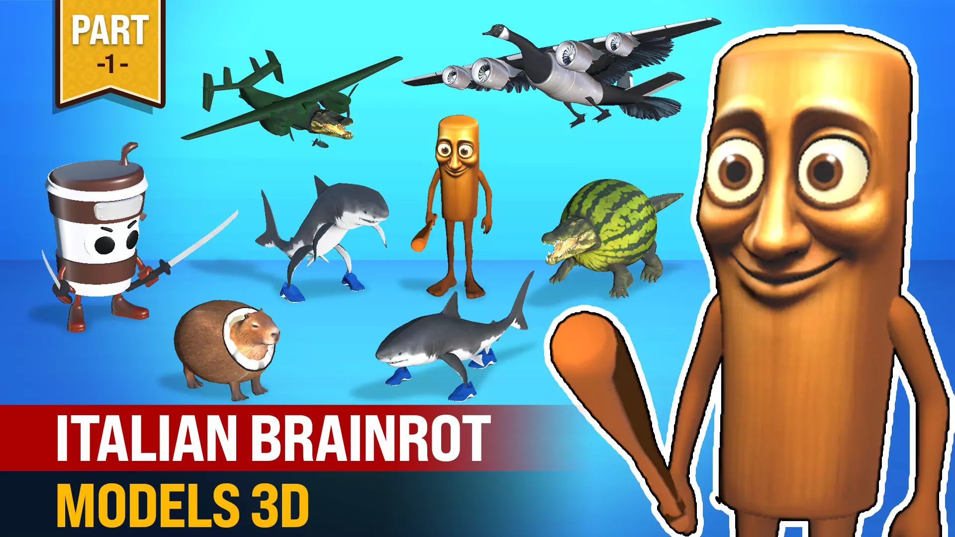 Italian Brainrot Models 3D Low-poly 3D model