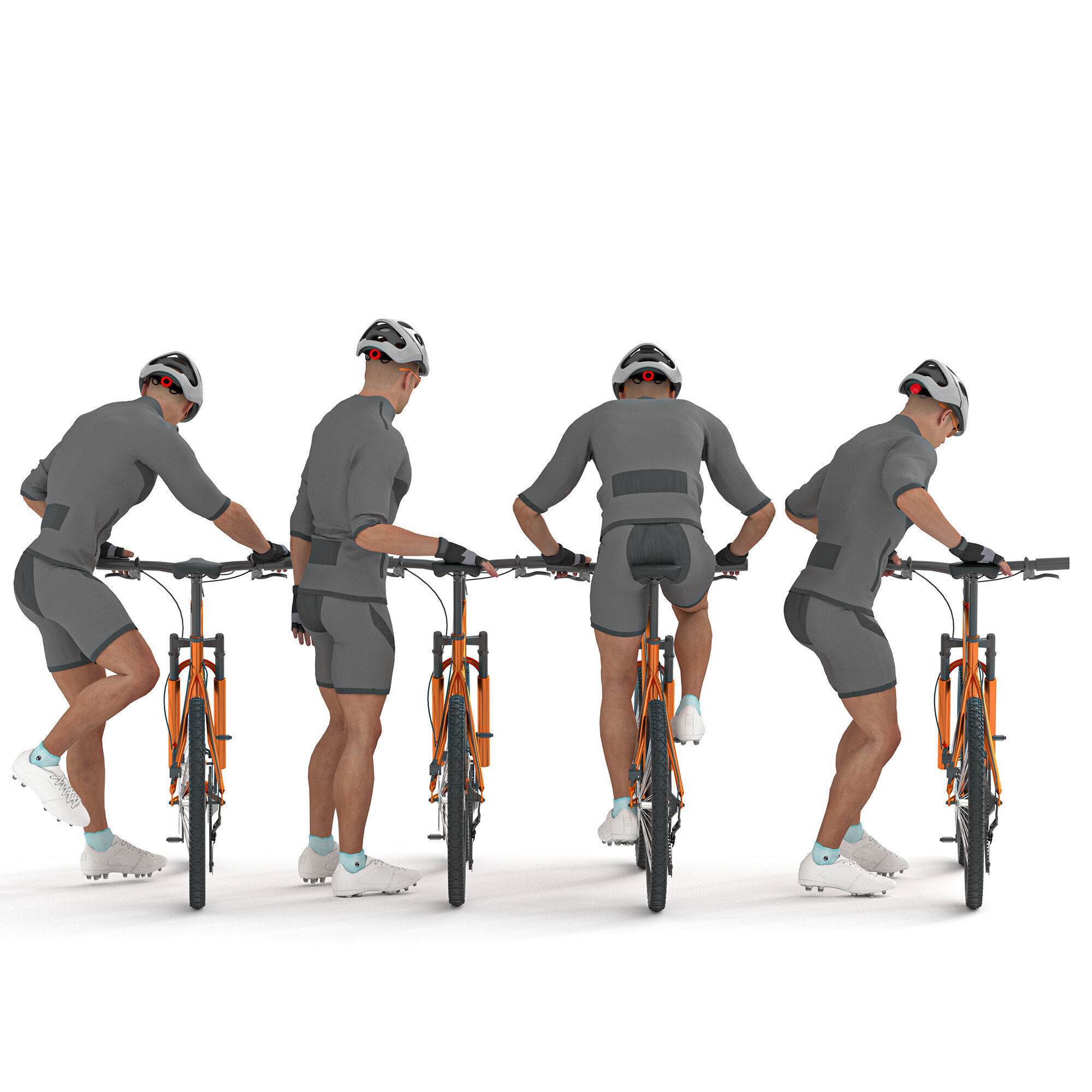 Cyclist Man in 04 Poses Low-poly 3D model_2