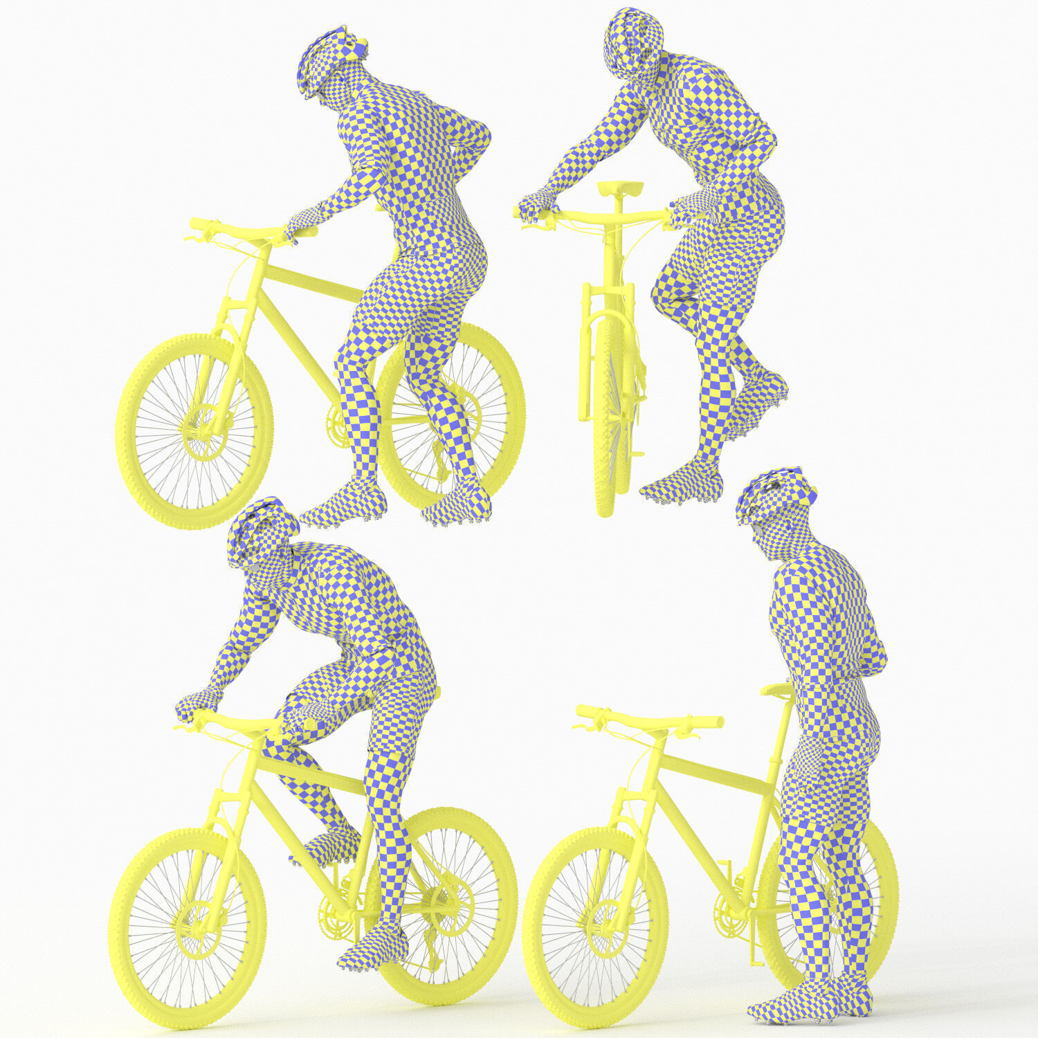 Cyclist Man in 04 Poses Low-poly 3D model_3