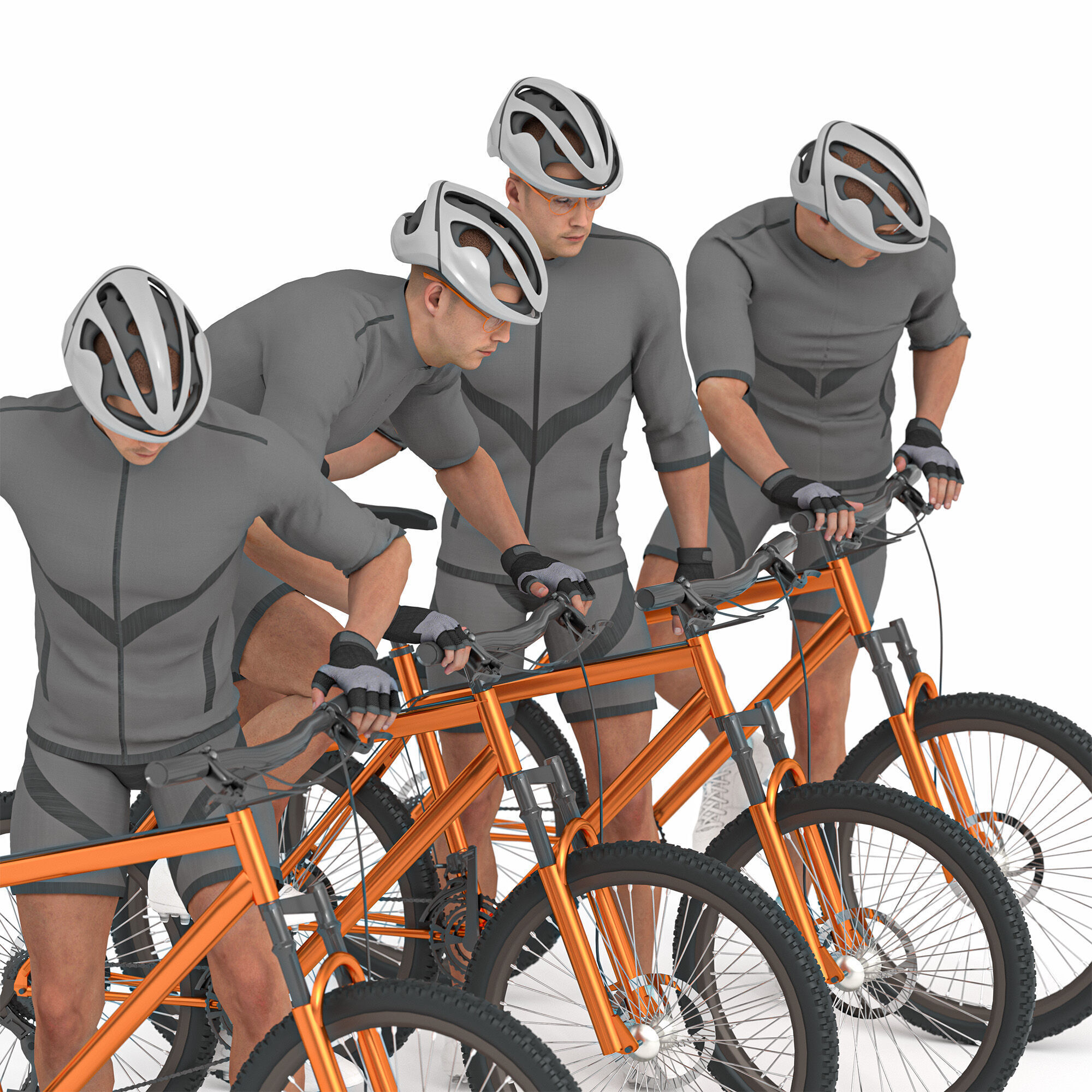 Cyclist Man in 04 Poses Low-poly 3D model_1