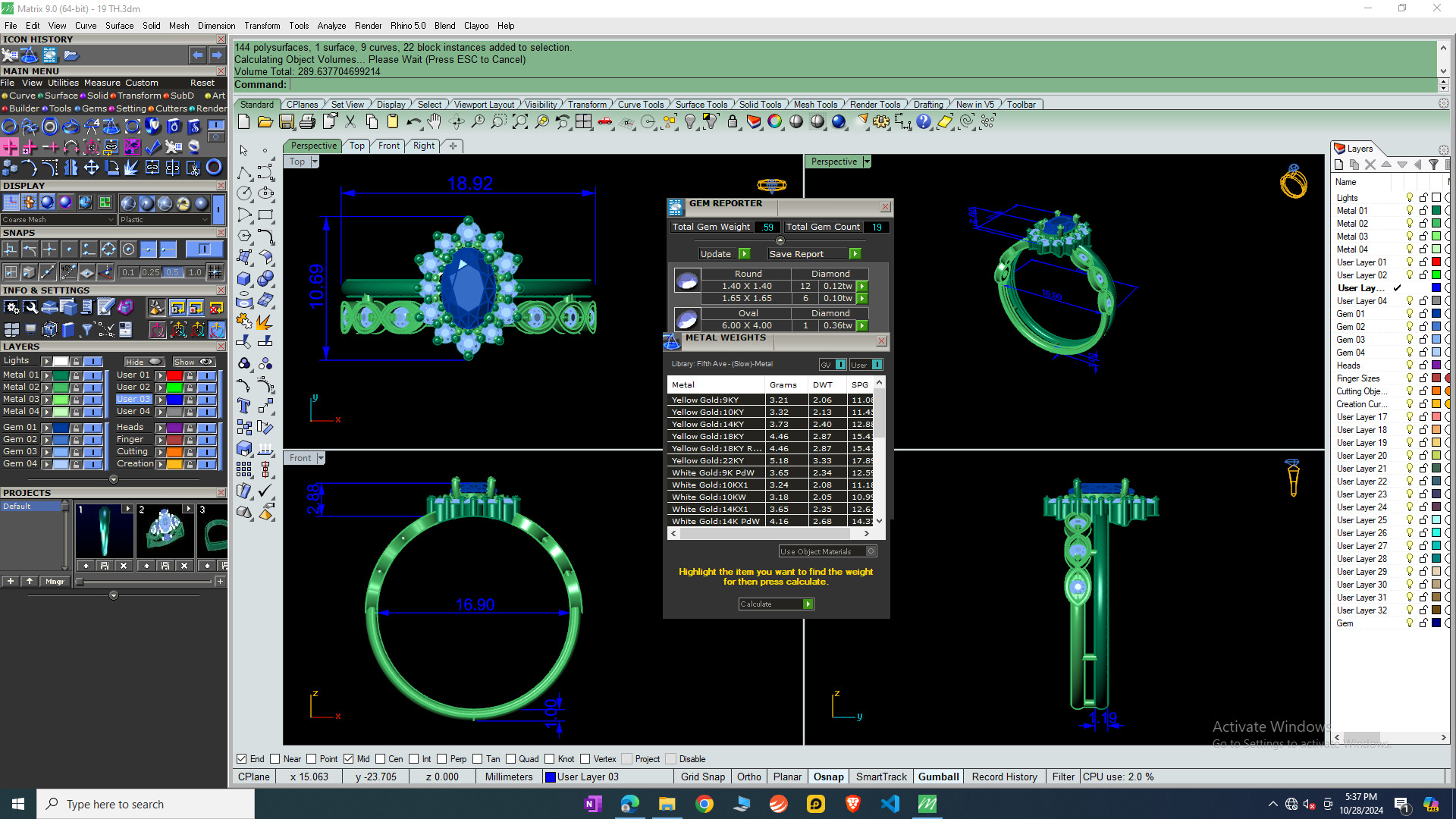 ROUND DIAMOND RING -CAD-038 3D model_12
