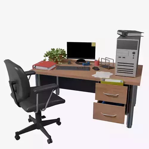 Classic Office Desk  - Game Ready Office Setup