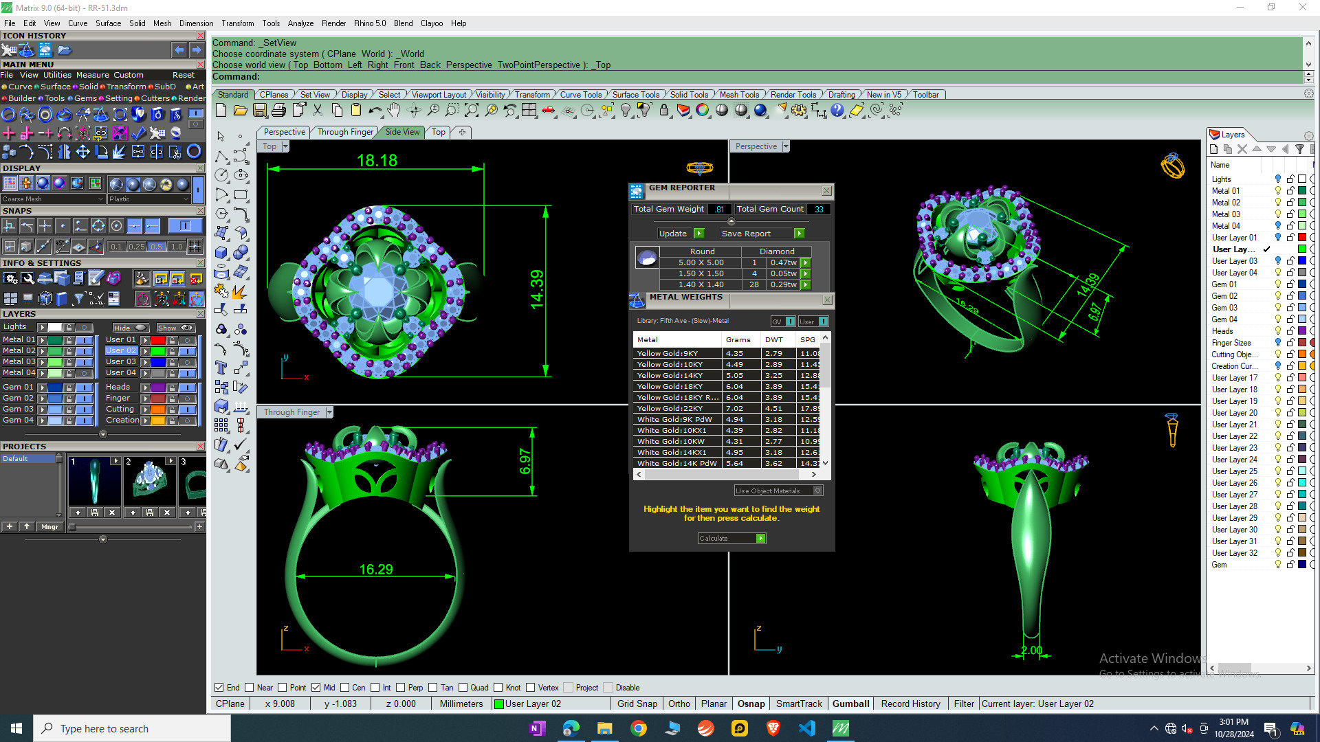 ROUND DIAMOND RING -CAD-040 3D model_12