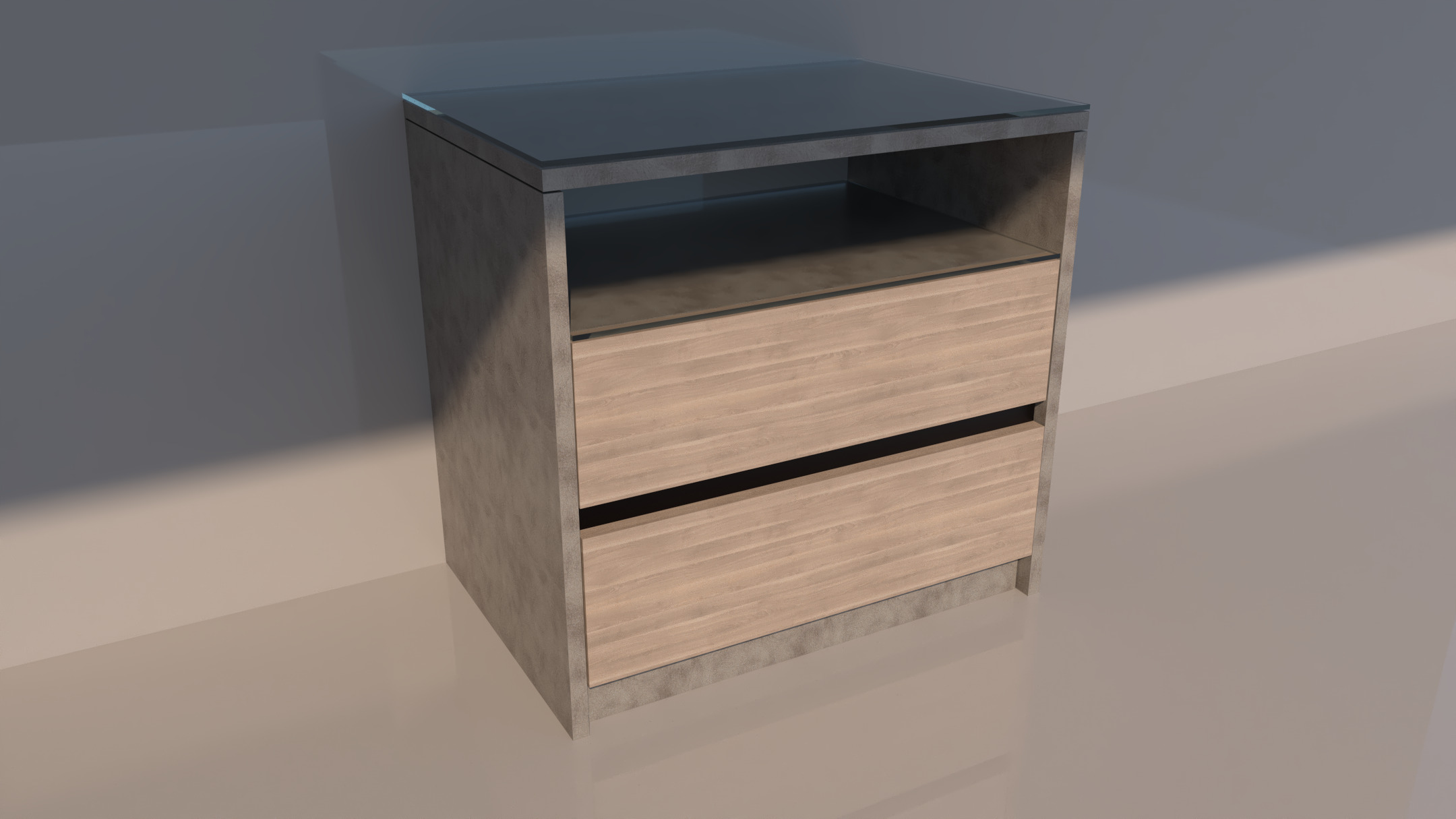 Shadow line Elegance Bedside Table - Basalt Low-poly 3D model_6