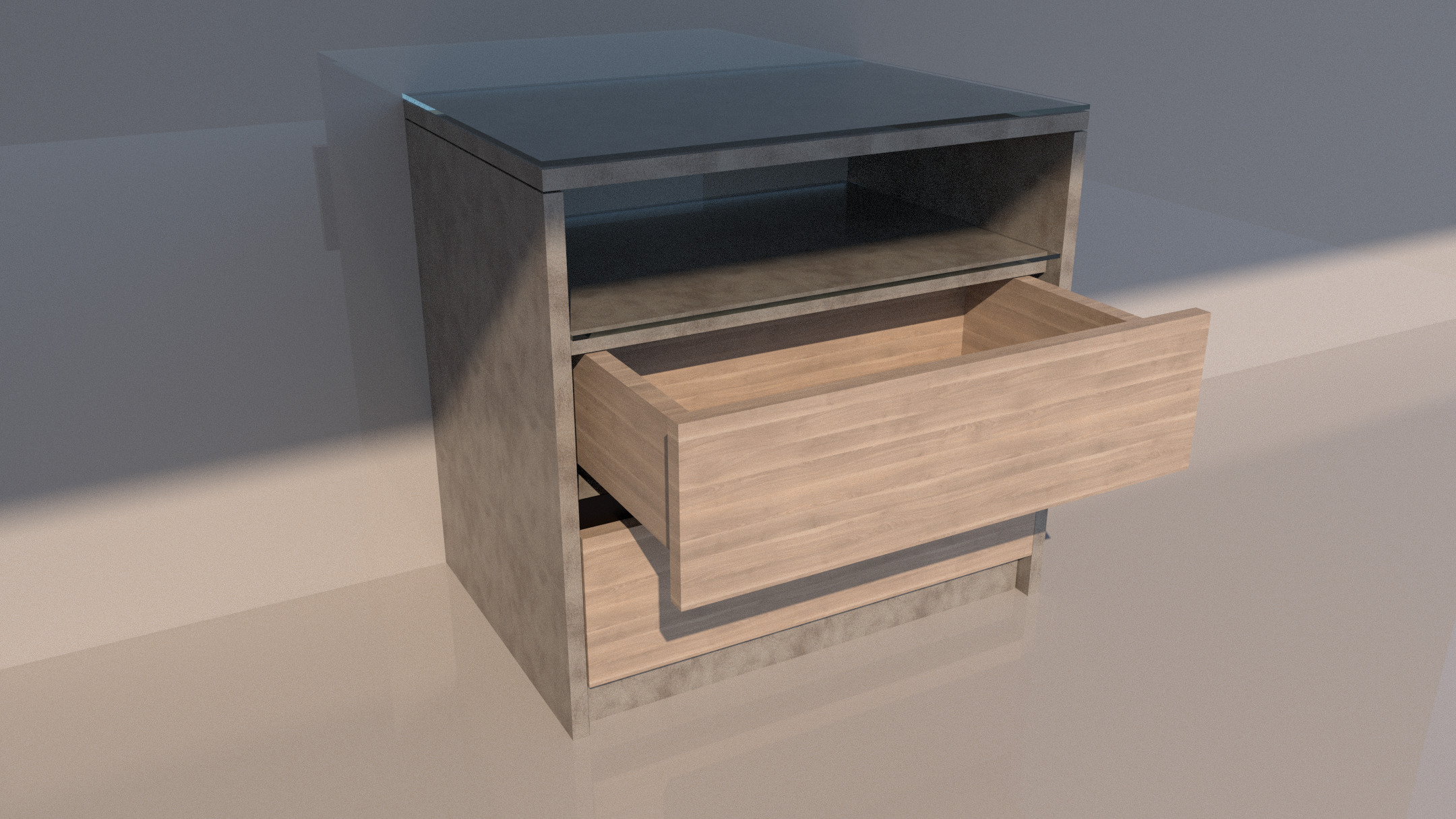 Shadow line Elegance Bedside Table - Basalt Low-poly 3D model_3