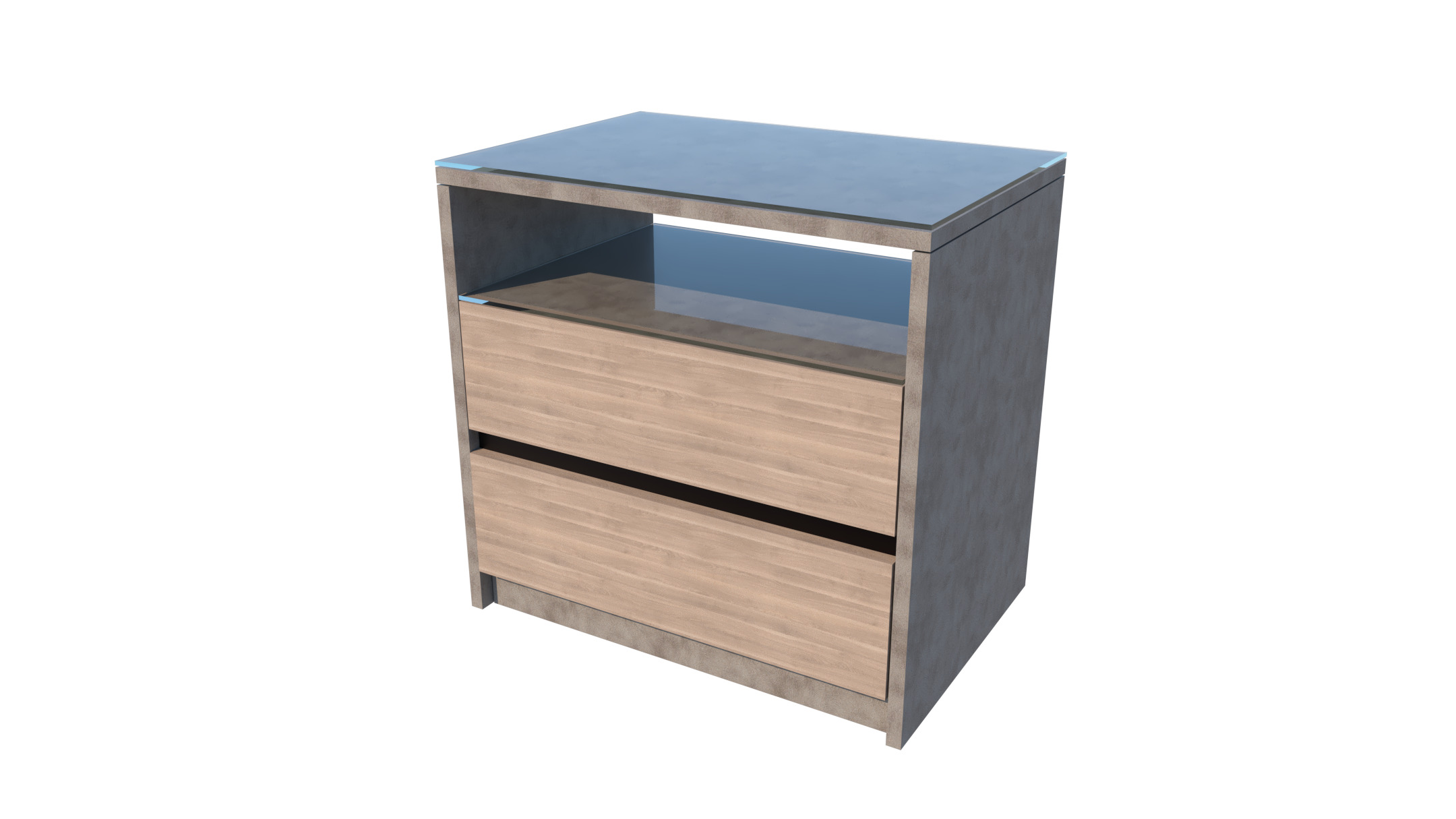 Shadow line Elegance Bedside Table - Basalt Low-poly 3D model_7