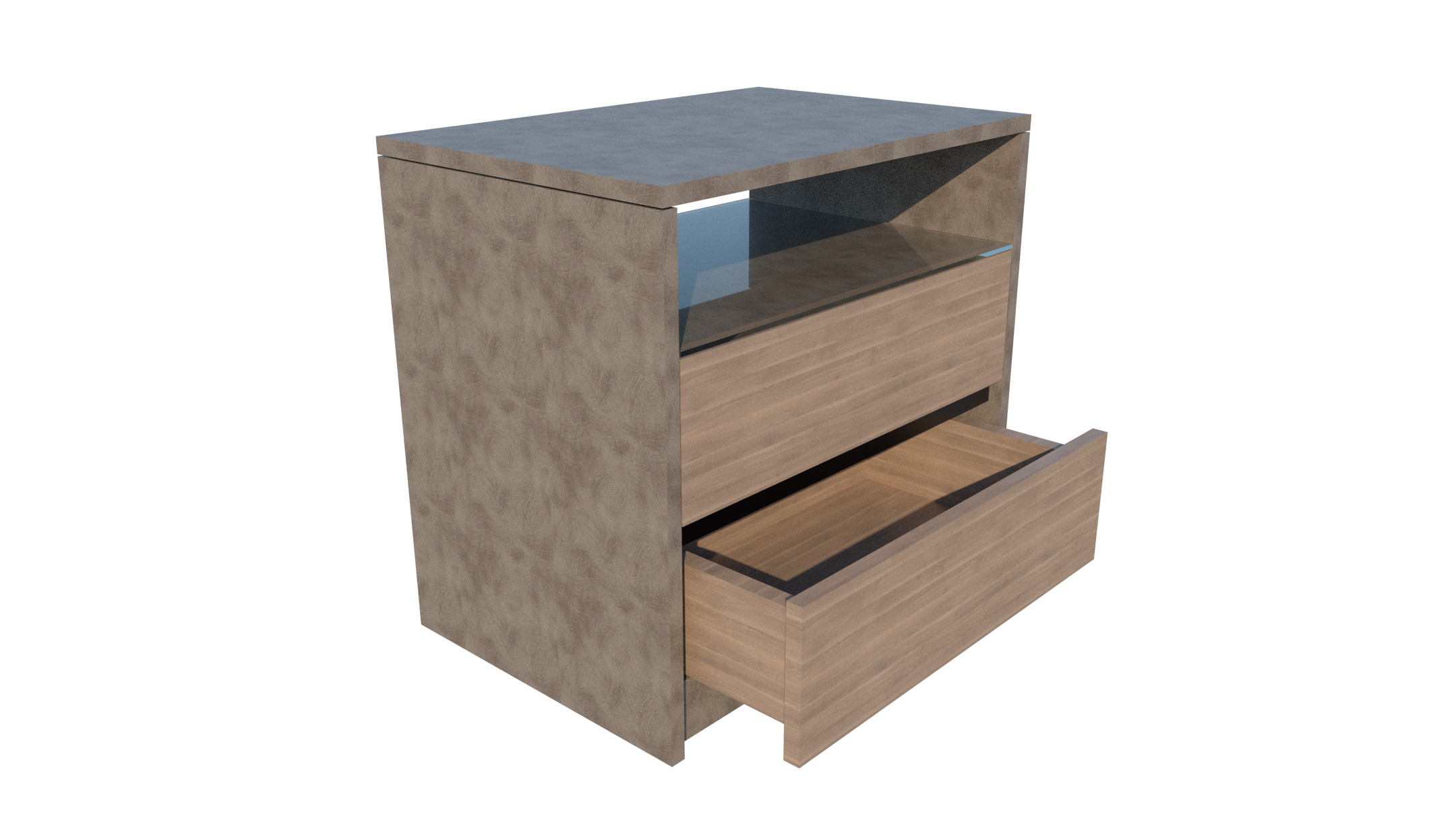 Shadow line Elegance Bedside Table - Basalt Low-poly 3D model_1