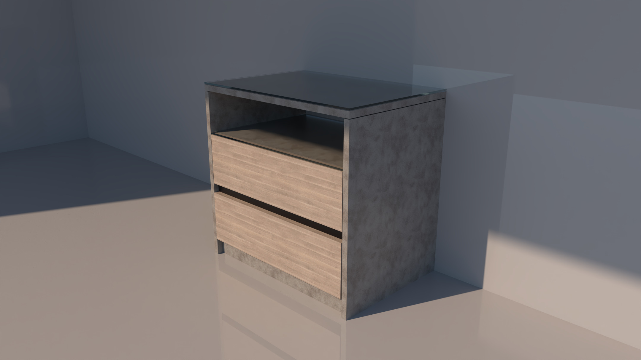 Shadow line Elegance Bedside Table - Basalt Low-poly 3D model_4