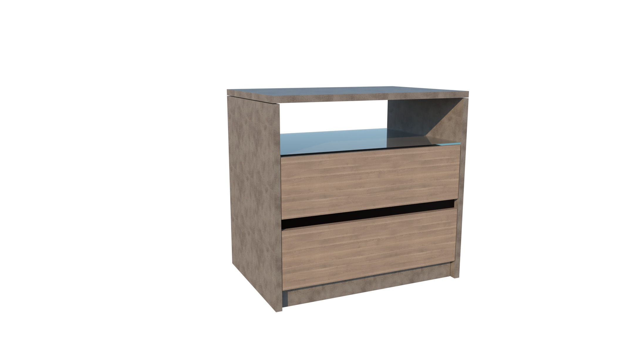 Shadow line Elegance Bedside Table - Basalt Low-poly 3D model_5