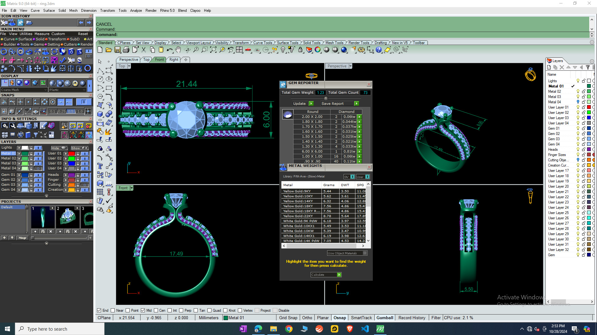 ROUND DIAMOND RING -CAD-041 3D model_12