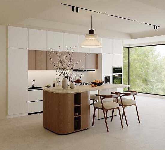 Modern Minimal Kitchen Interior 078 3D model