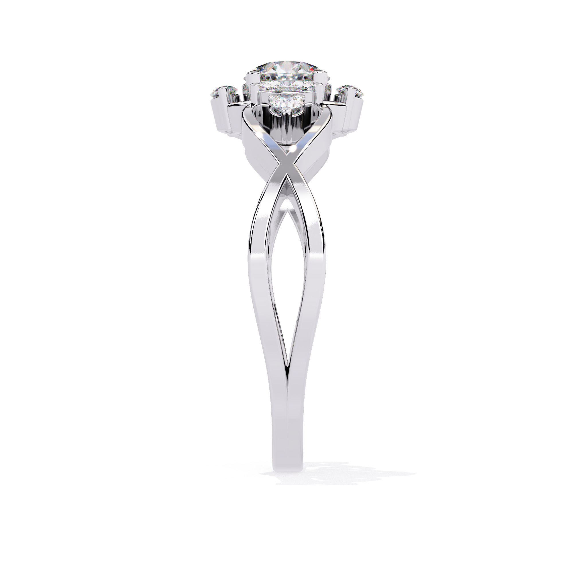 ROUND AND MARQUISE DIAMOND RING -CAD-044 3D model_6