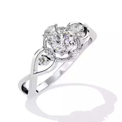 ROUND  AND MARQUISE DIAMOND RING -CAD-044