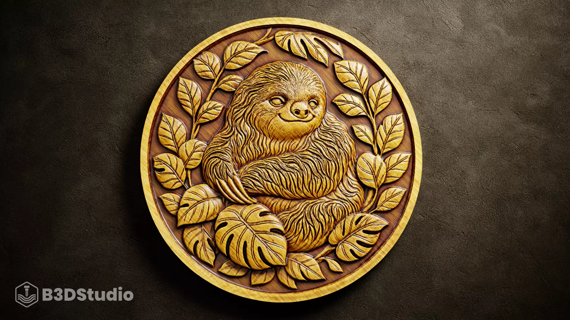 High Detail Sloth Relief for CNC Laser and 3D Print 3D print model
