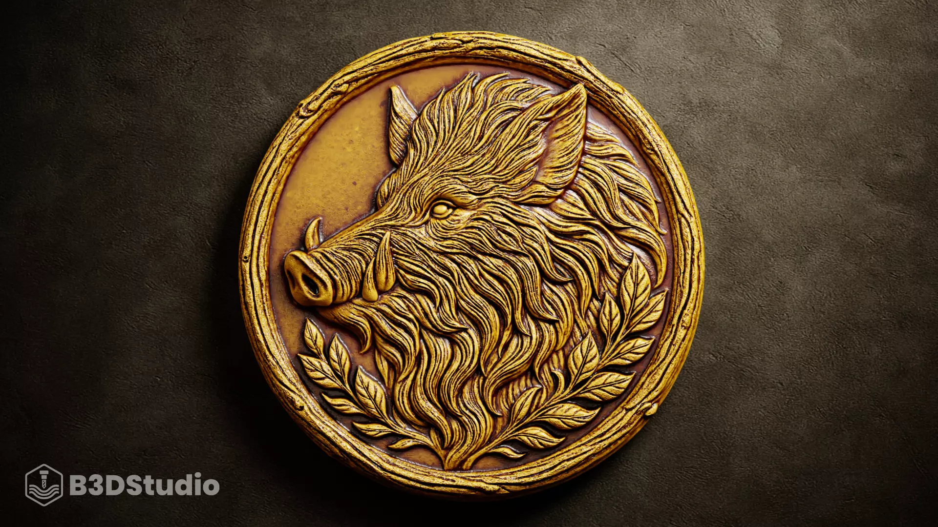 High Detail Wild Boar Relief for CNC Laser and 3D Print 3D print model
