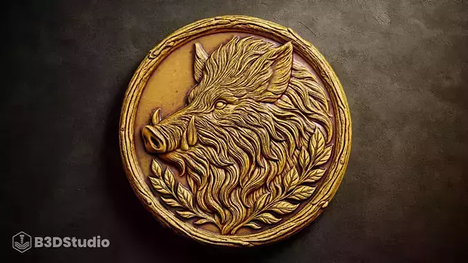 High Detail Wild Boar Relief for CNC Laser and 3D Print   3D print model