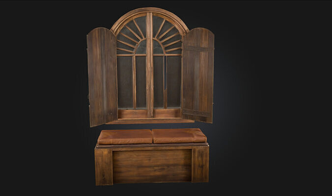 Rustic Window Seat  Cozy Nook for Timeless Daydreams 3D model