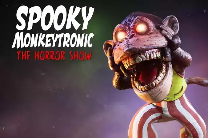 Spooky Monkeytronic -  Rigged and Animated Low-poly 3D model