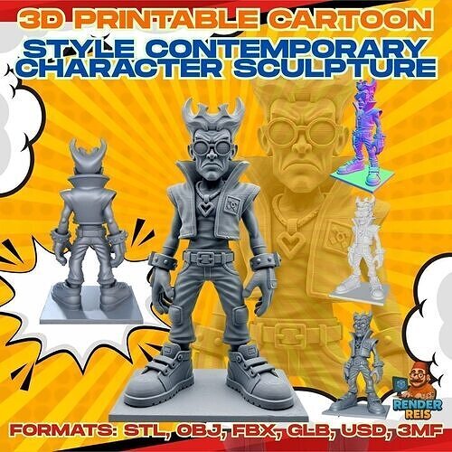 Urban Rebel  Cartoon Punk Figure 3D Printable 3D model