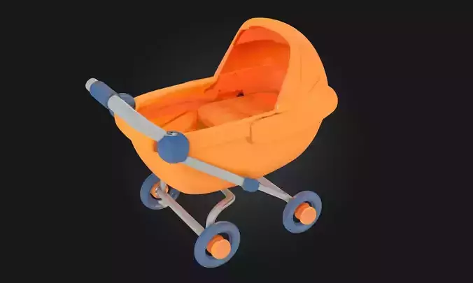 Orange Pram Icon  Whimsical Symbol of Care and Comfort