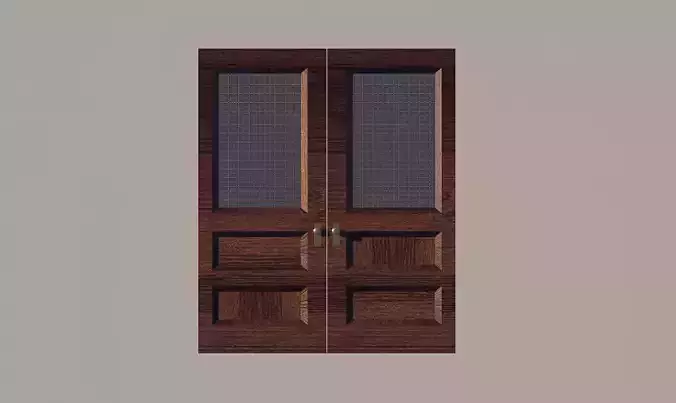 Wooden Double Door Free 3D model