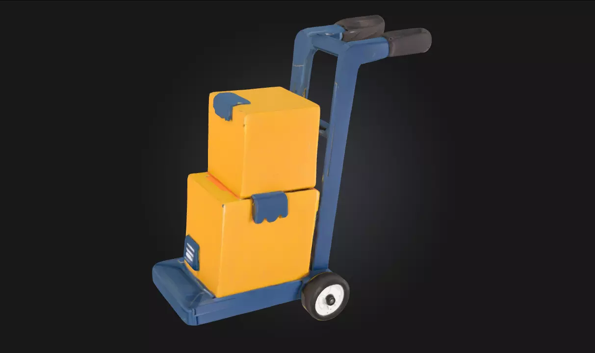 Hand Truck with Boxes Essential Asset for Industrial 3D model_0