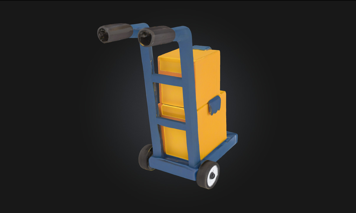 Hand Truck with Boxes Essential Asset for Industrial 3D model_4